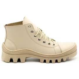 Polbut Læder damestøvler D1 beige