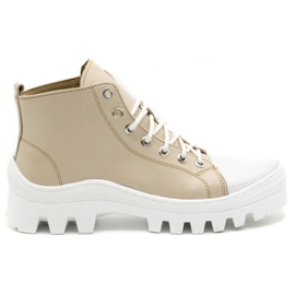 Polbut Læder damestøvler D1 beige