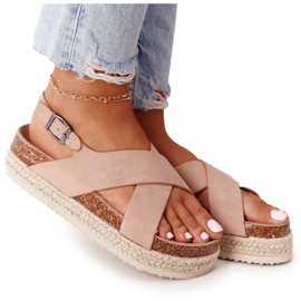 Sandaler på korkplatformen Big Star FF274A130 Beige