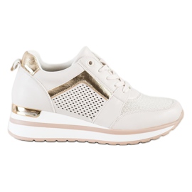 SHELOVET Stilfulde sneakers med glitter beige