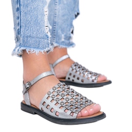 Grå metalliske sandaler med Luxy nitter