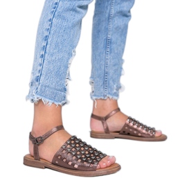 Brune metalliske sandaler med Luxy nitter