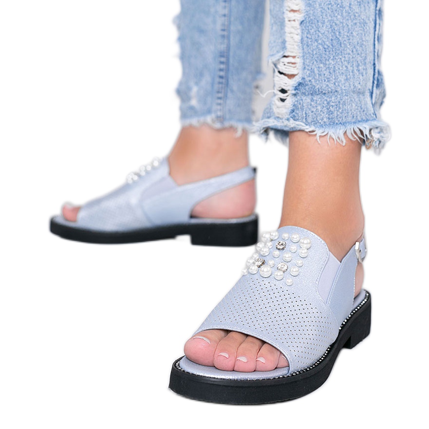 Blå sandaler perler Like A Woman - KeeShoes