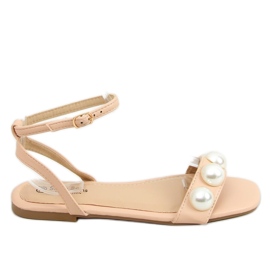 Dame beige sandaler med perler H19 Beige