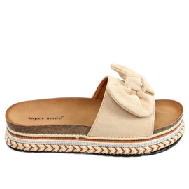 Beige 7705 Beige hjemmesko på den dekorerede sål