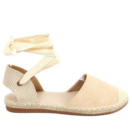 Espadrilles bundet med en ankel beige H-107 Beige