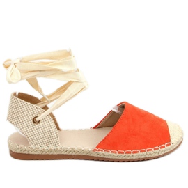 Orange H-107 Orange espadriller bundet med ankler beige