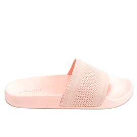 Strikede pink tøfler MU-5 Nude lyserød