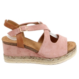 Lyserøde espadriller på kiler pink YL90 Pink