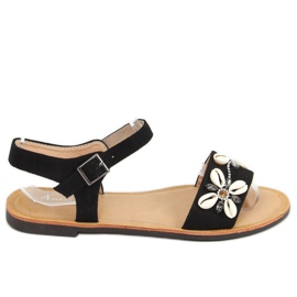 Sort M78 Sorte sandaler med skaller