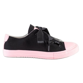SHELOVET Stilfulde bundne sneakers sort