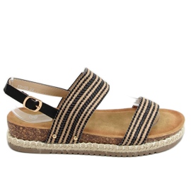 Sorte espadrillessandaler FD-50 Sort beige