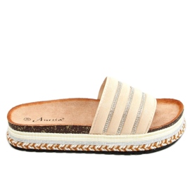 Hjemmesko på den dekorerede sål N-96 Beige