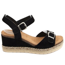 Sorte espadriller på kiler YL93 Sort