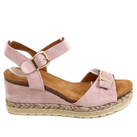 Lyserøde espadriller på kiler pink YL93 Pink