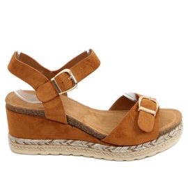 Espadrilles på en kile kamel YL93 Camel brun