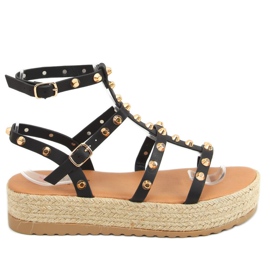 Sort ME01 Sorte espadrillessandaler med nitter