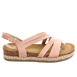 Sandaler espadrilles boho pink FD002 Pink lyserød