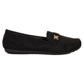 Fama Suede loafers med ornament sort