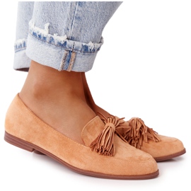 EVE Frynsede ruskind loafers Camel Alicante brun