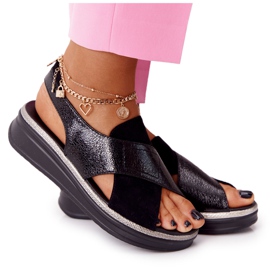 Slip-On sandaler på Sergio Leone SK029 sort platform