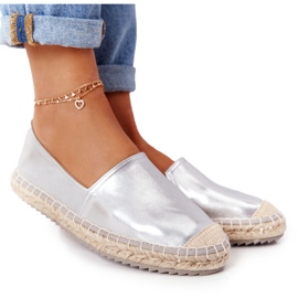Læder Espadrilles på en flettet sål Big Star HH274504 sølv