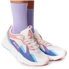 Kvinders sportssko Memory Foam Big Star HH274809 Hvid-pink violet blå lyserød gul
