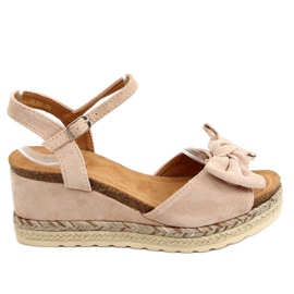 Beige espadriller på kiler med sløjfe YL92 Beige