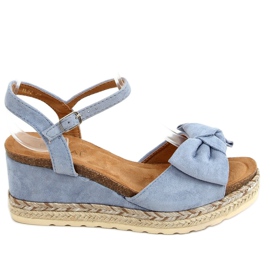 Espadriller på kiler med sløjfe, blå YL92 Blå