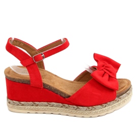 Espadrilles på en kile med en sløjfe, rød YL92 Rød