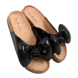 Sorte Mickey-hjemmesko med sløjfe N-79 Sort