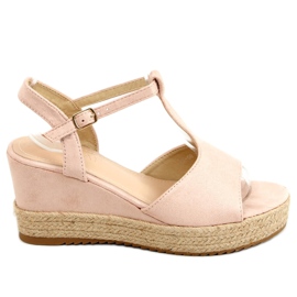 Pink Espadrilles på kiler pink WX-08 Pink lyserød