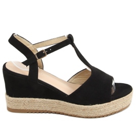 Sort Espadrilles på kiler WX-08 Sort