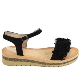 Sorte sandaler med frynser JN315 Sort