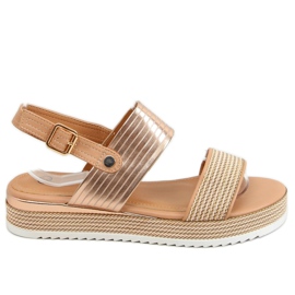 Champagne damesandaler YQ16 Champagne lyserød flerfarvet gylden