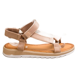 SHELOVET Moderigtige sandaler med velcro beige
