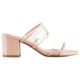 Small Swan Hjemmesko med gennemsigtige strimler beige
