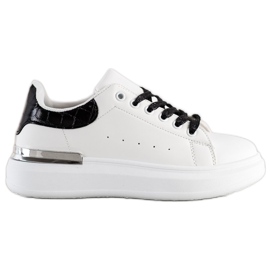 SHELOVET Sneakers med glittersnøring hvid sort