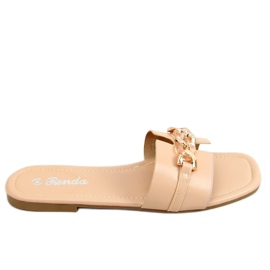 Beige tøfler med en dekorativ kæde 35-230 Beige