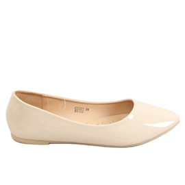 Glat beige lakerede ballerinaer CC201 Beige
