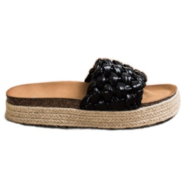 SHELOVET Flettede Espadrilles flip-flops sort
