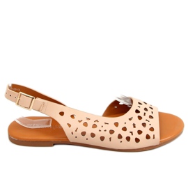Åbent asymmetriske beige sandaler HY23-13 nøgen
