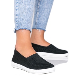 Black Slip On openwork Funk sneakers sort