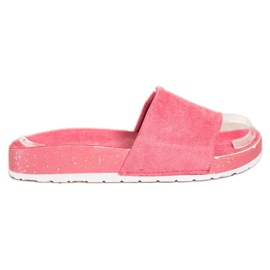 SHELOVET Moderigtige flip-flops i ruskind lyserød