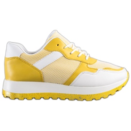 Bestelle Sneakers med glitterplatform hvid gul