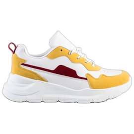 SHELOVET Sneakers med ruskindindsatser hvid gul