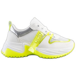SHELOVET Sneakers Med Mesh Mode Sko hvid gul