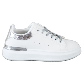 SHELOVET Sneakers med glittersnøring hvid