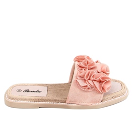 Hjemmesko med blomster pink 35-219 Pink lyserød
