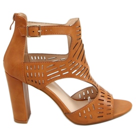 Sandaler høje hæle åbent kamel S-860 Camel brun